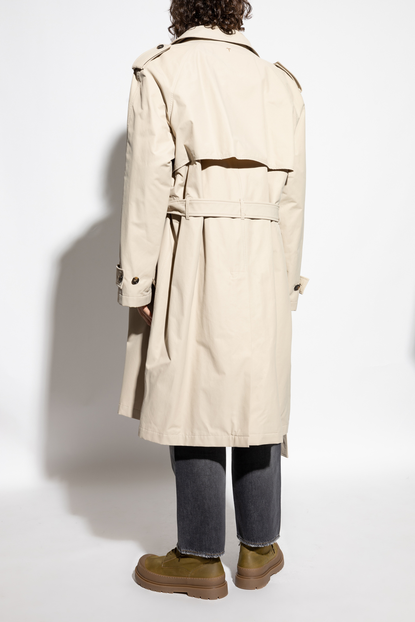 【LOW CLASSIC】CREAM DOUBLE COLLAR TRENCH LOW CLASSIC Beige Low Waist Trench Coat Low Classic